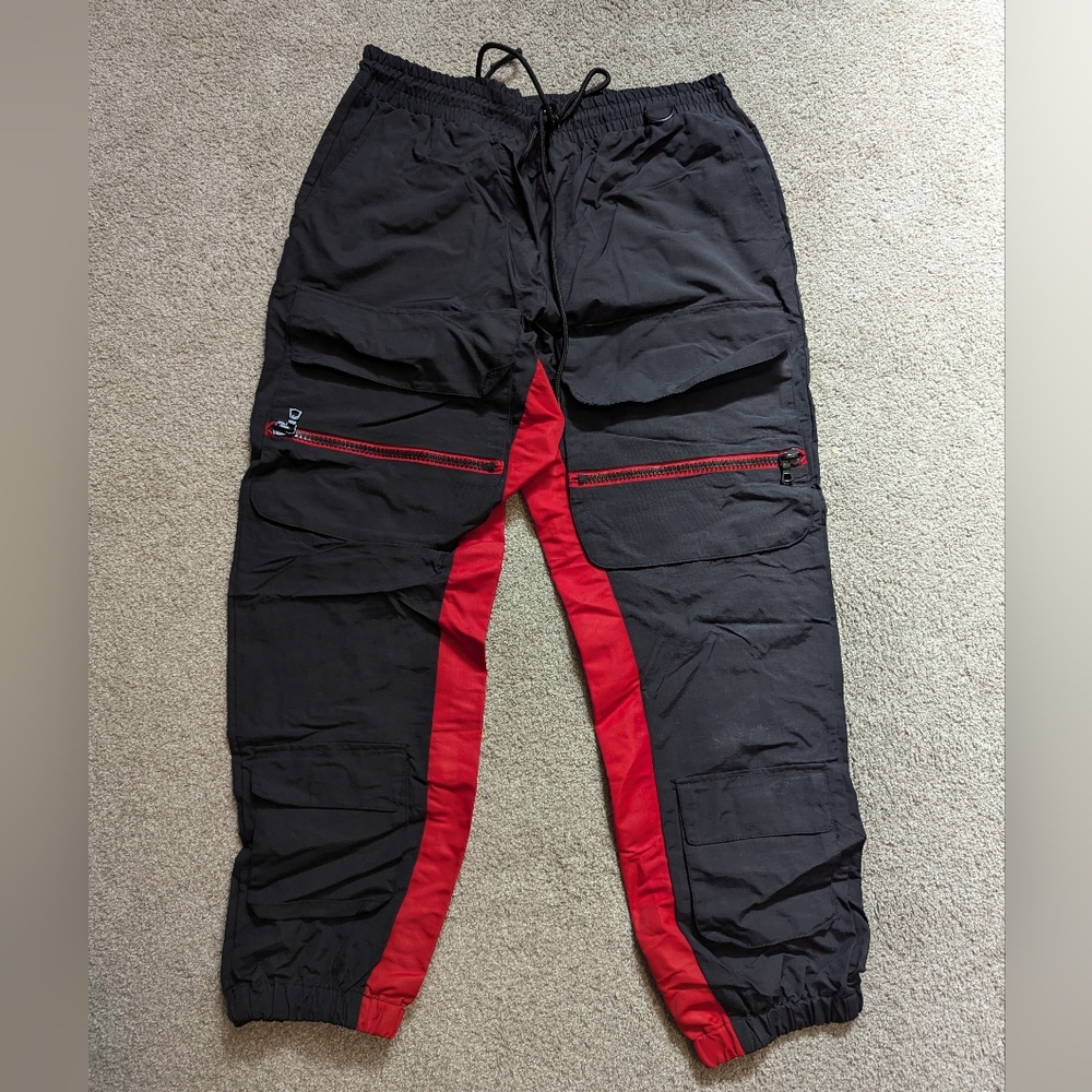 Black and Red Cargo Pants